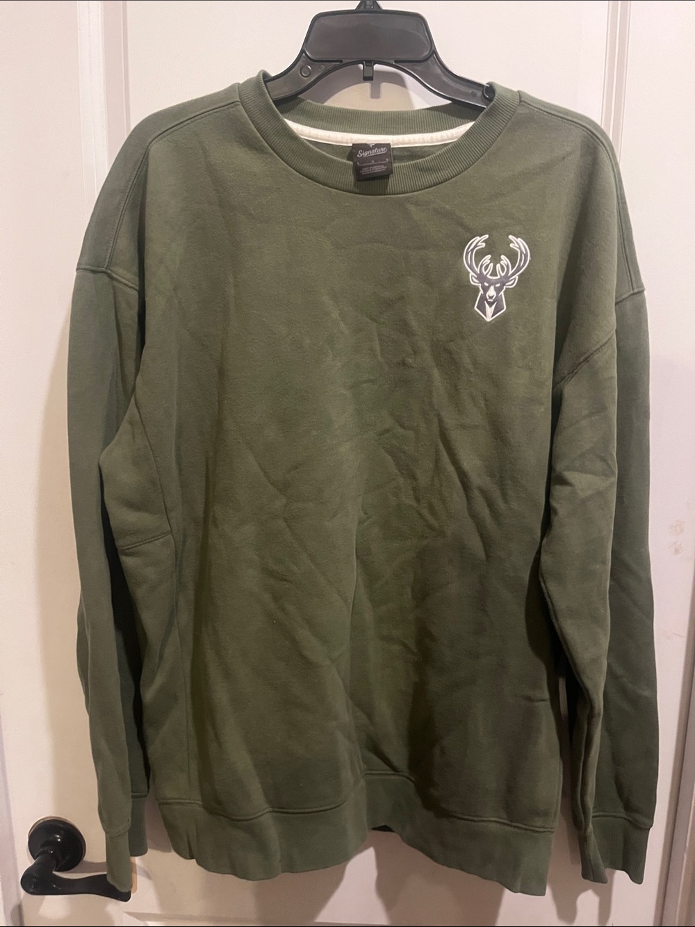 Milwaukee Bucks Olive Green Crewneck Sweatshirt